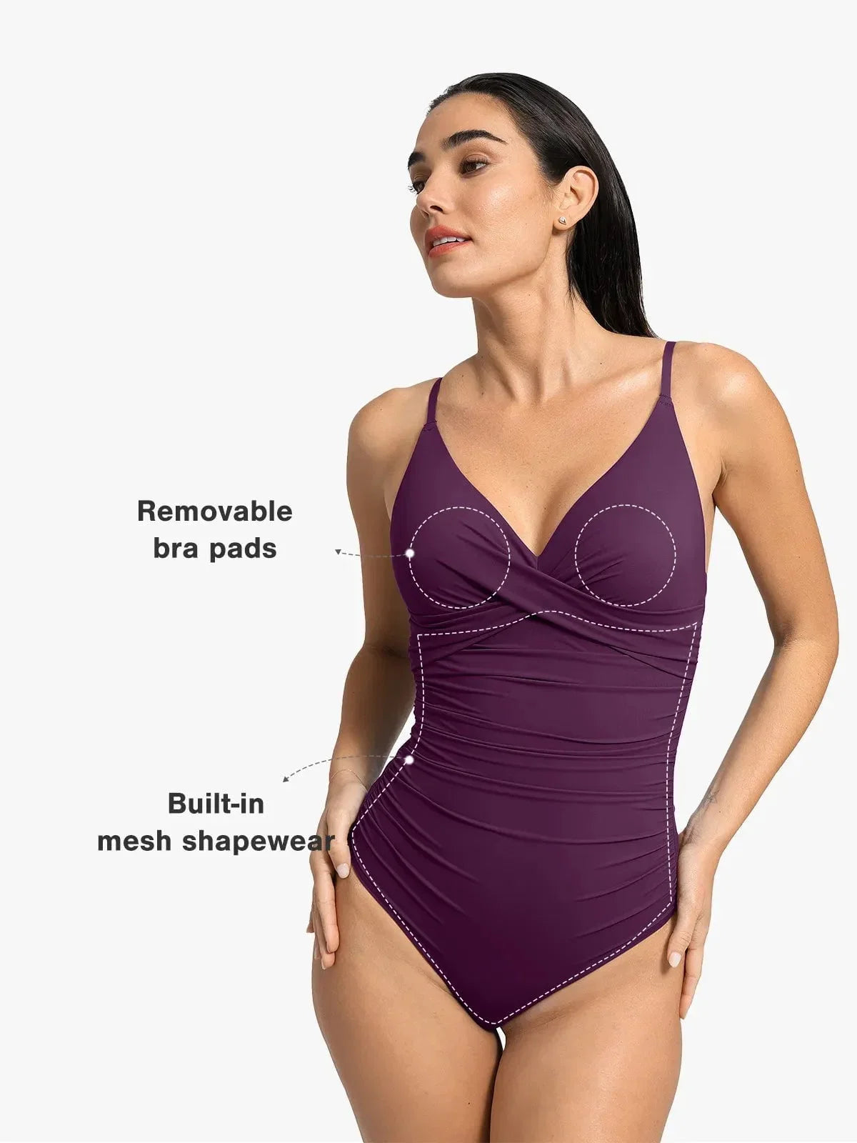 Shapewear Cross-Front Ruched Sculpting One-Piece Swimsuit