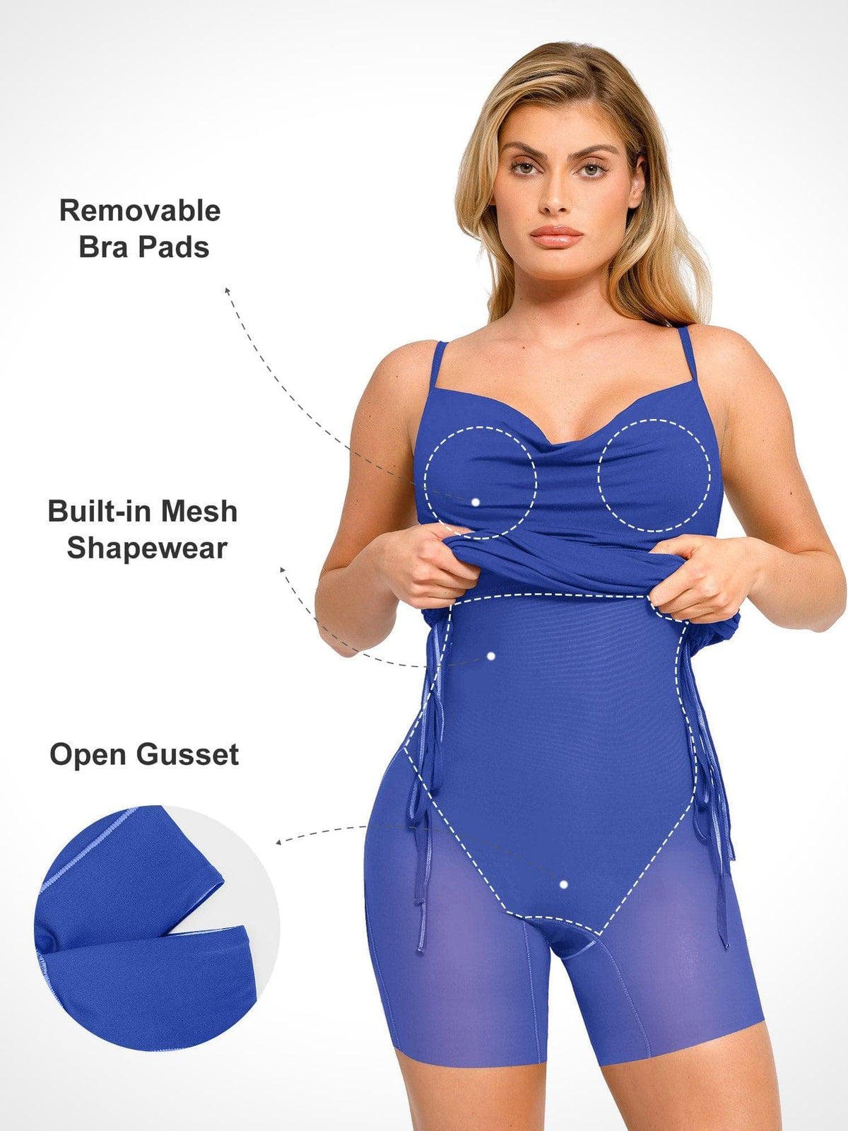 Shapewear Modal Ruched Bodycon Mini Slip Dress