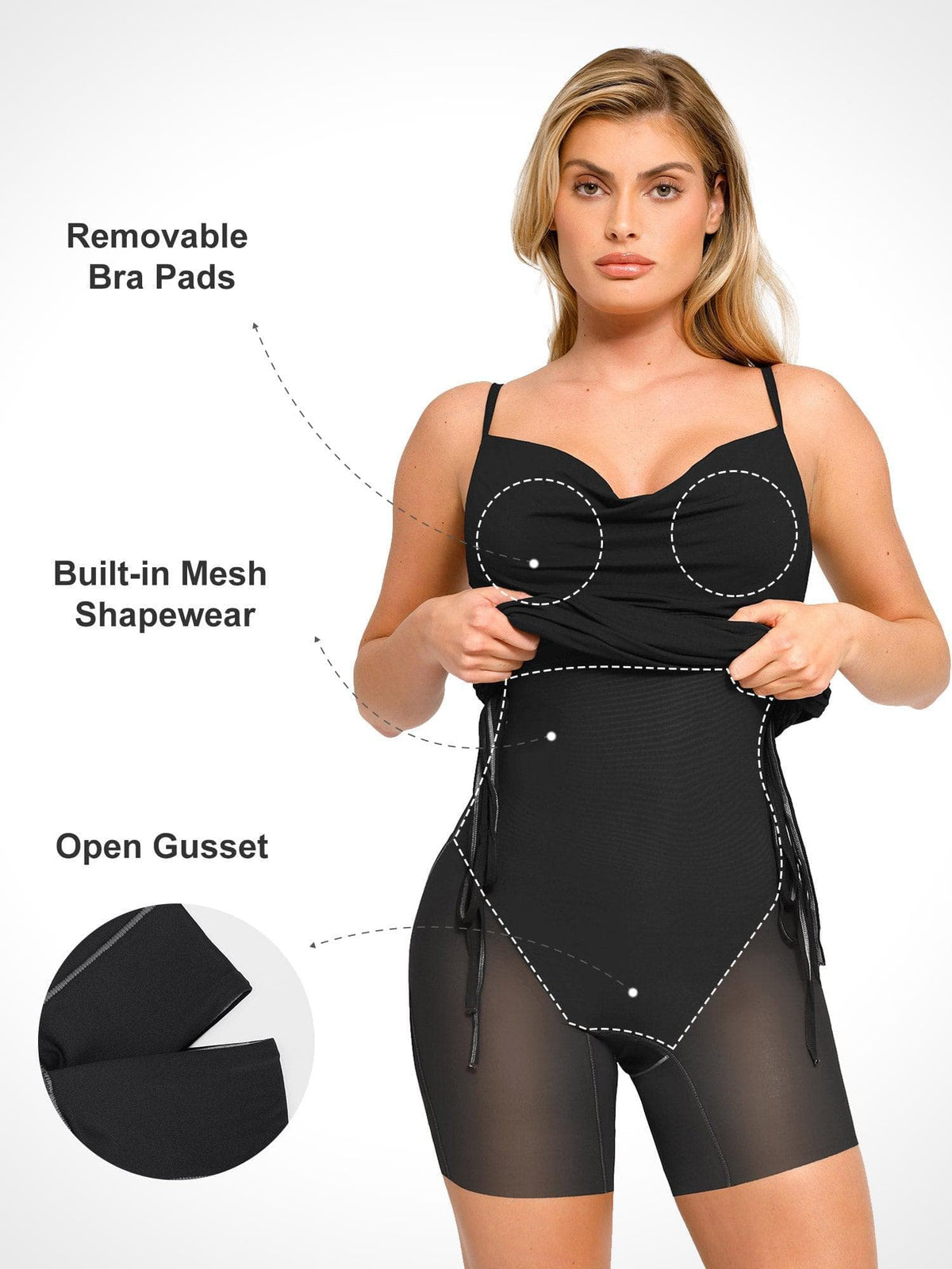Shapewear Modal Ruched Bodycon Mini Slip Dress