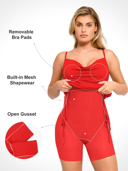 Shapewear Modal Ruched Bodycon Mini Slip Dress