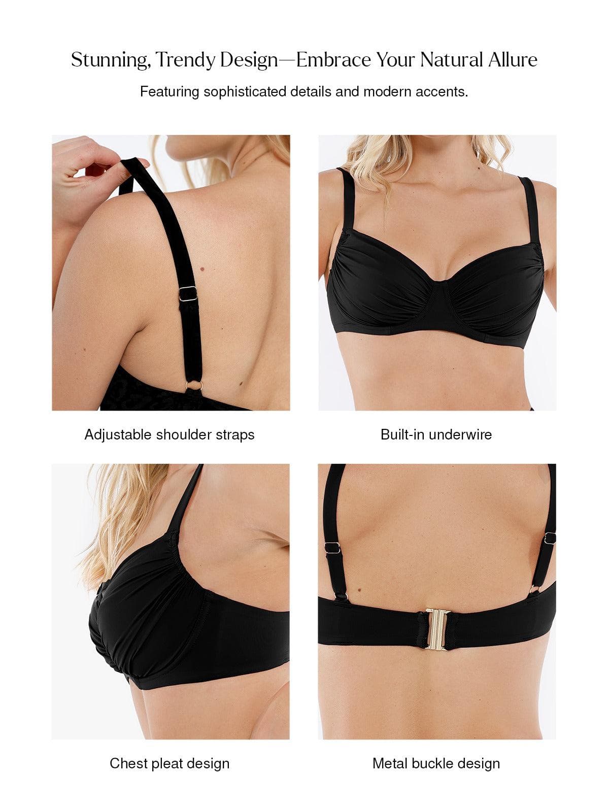 Shapewear Ruched Side Support Underwire Bikini Top