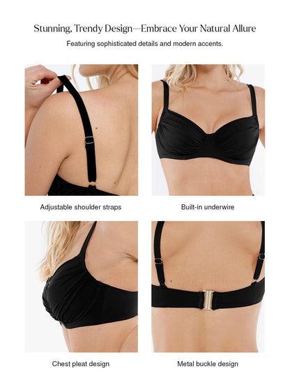 Shapewear Ruched Side Support Underwire Bikini Top