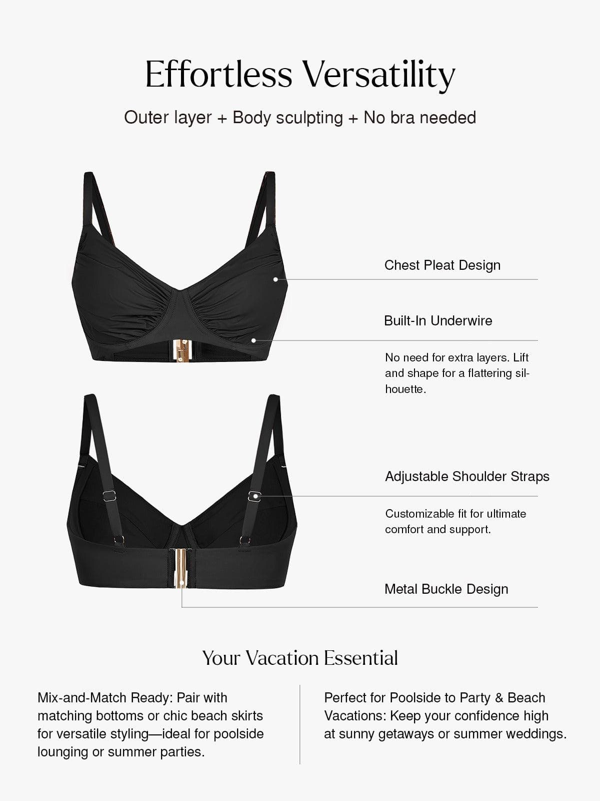Shapewear Ruched Side Support Underwire Bikini Top