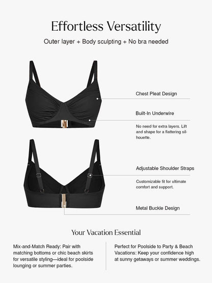 Shapewear Ruched Side Support Underwire Bikini Top