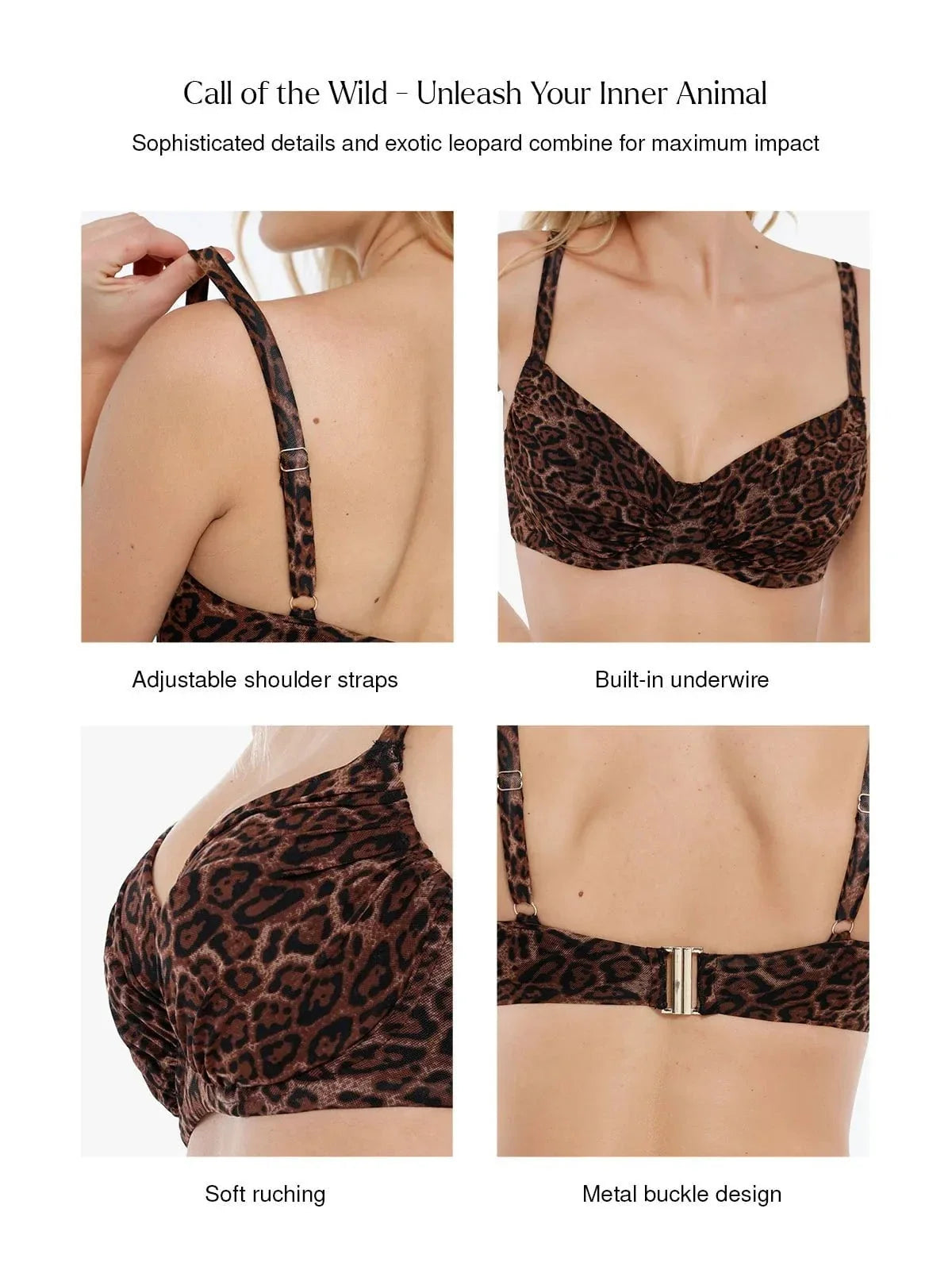 Shapewear Ruched Side Support Underwire Bikini Top