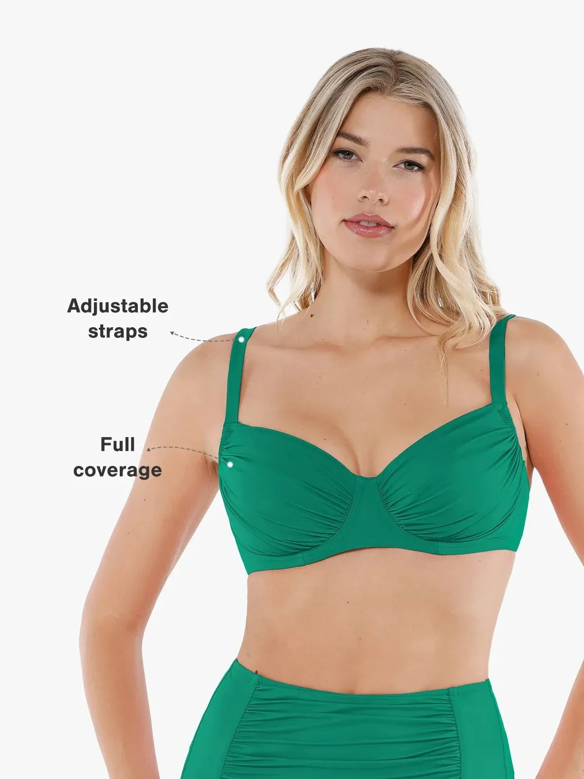 Shapewear Ruched Side Support Underwire Bikini Top