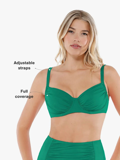 Shapewear Ruched Side Support Underwire Bikini Top