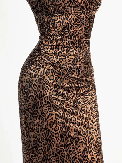 Shapewear Satin Deep-V Front Slit Maxi Dress