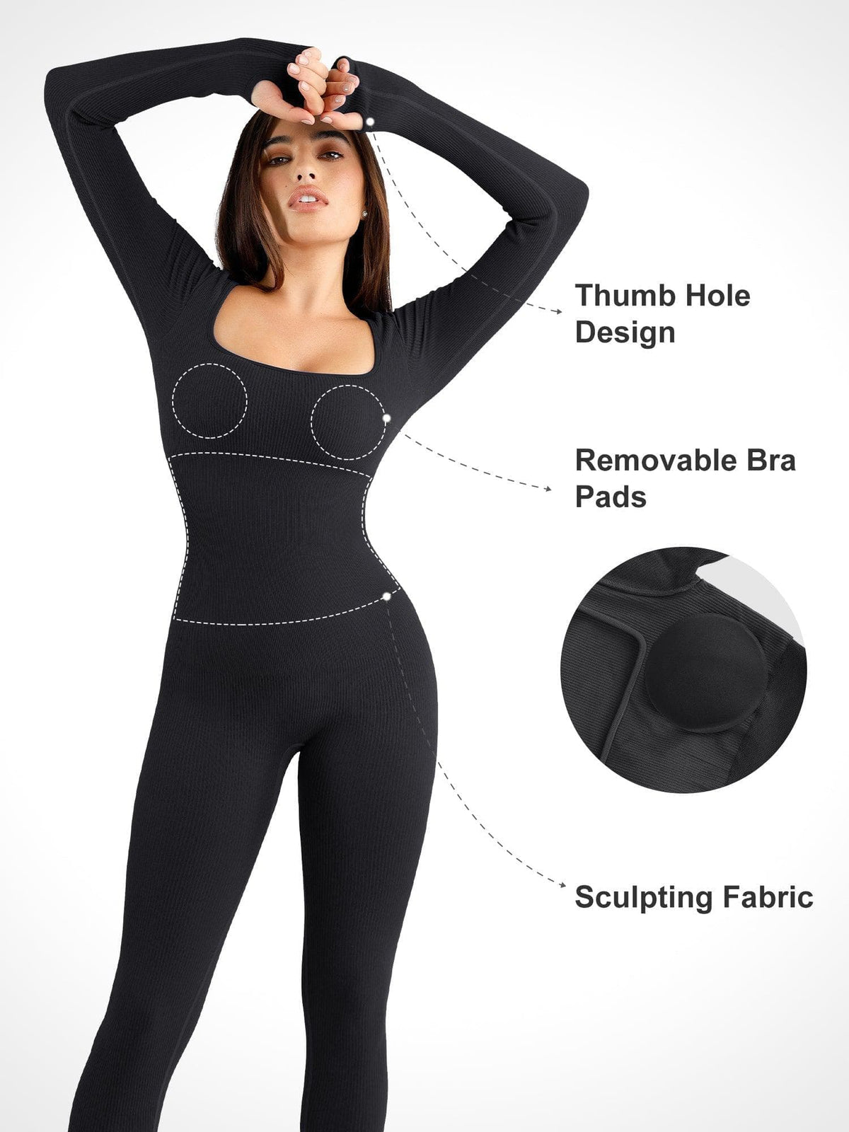 Shapewear Seamless Long Sleeve & Square Neck Sleeveless Jumpsuits