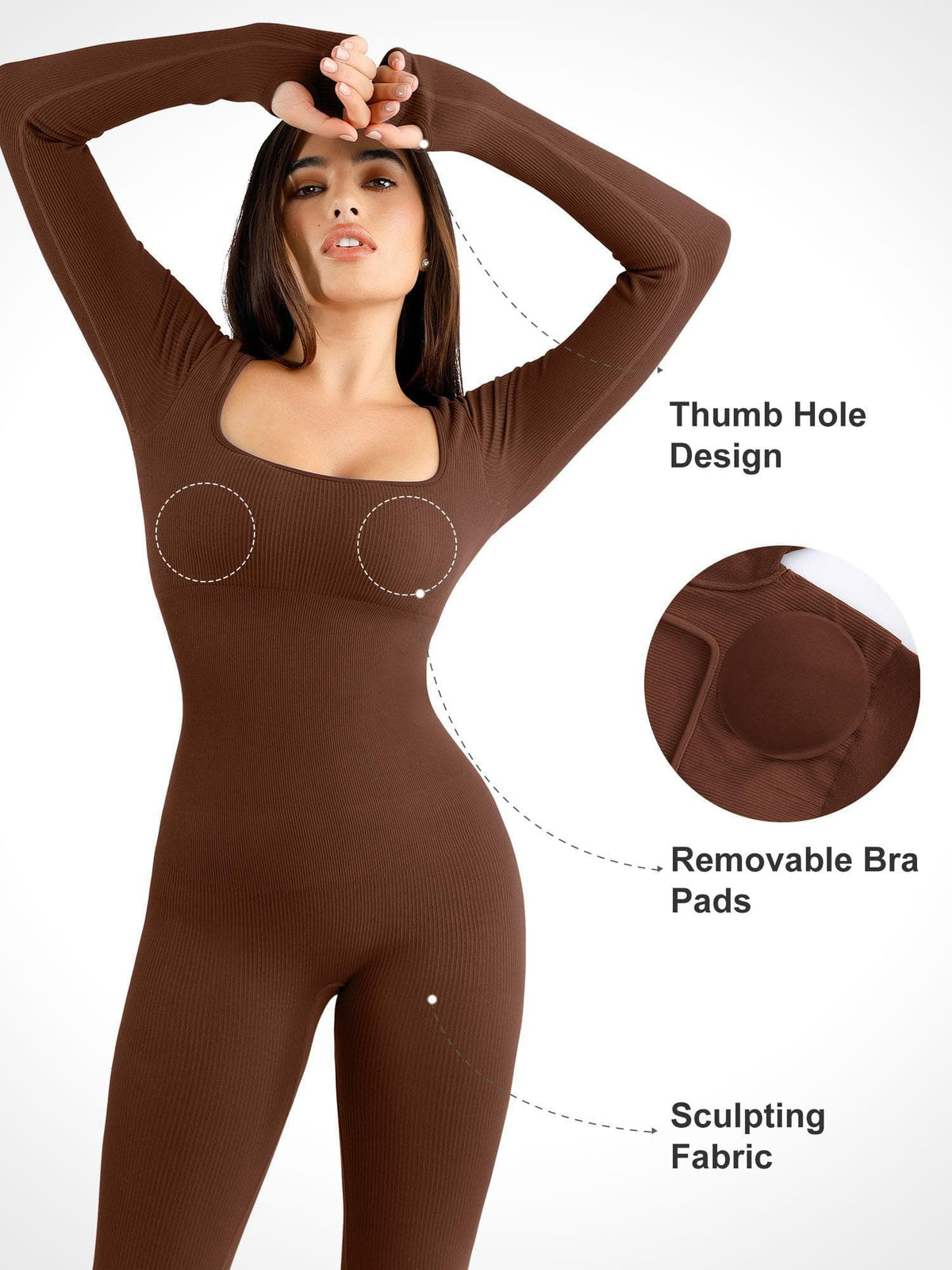 Shapewear Seamless Long Sleeve & Square Neck Sleeveless Jumpsuits