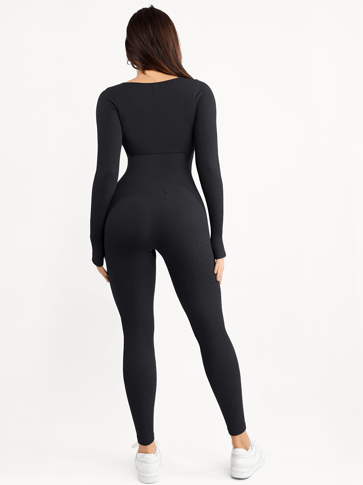 Shapewear Seamless Thumb Hole Long Sleeve Jumpsuit