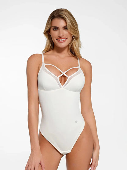 Shapewear Sleeveless Sheer Mesh Tummy Control Bodysuit