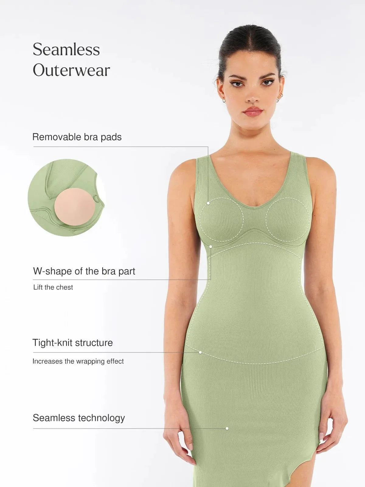 Shapewear Seamless Sleeveless Ruffled Hem Irregular Dress