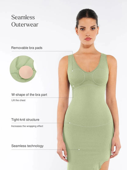 Shapewear Seamless Sleeveless Irregular Ruffled Hem Dress