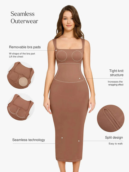 Shapewear Square Neck Sleeveless Slimming Seamless Dress
