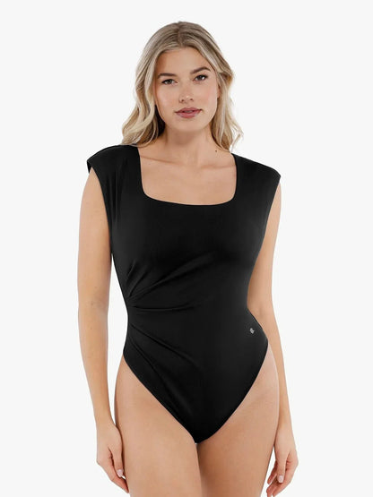 Shapewear Square Neck Padded Shoulder Slimming Bodysuit