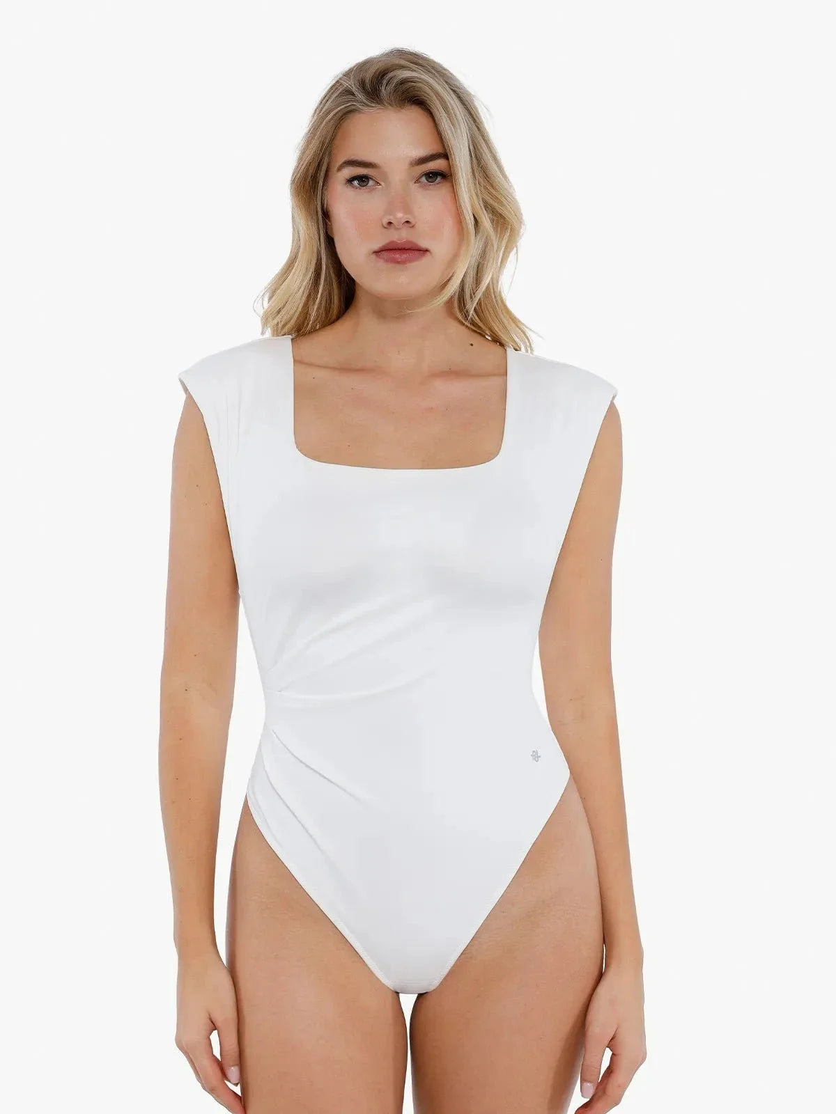 Shapewear Square Neck Padded Shoulder Slimming Bodysuit