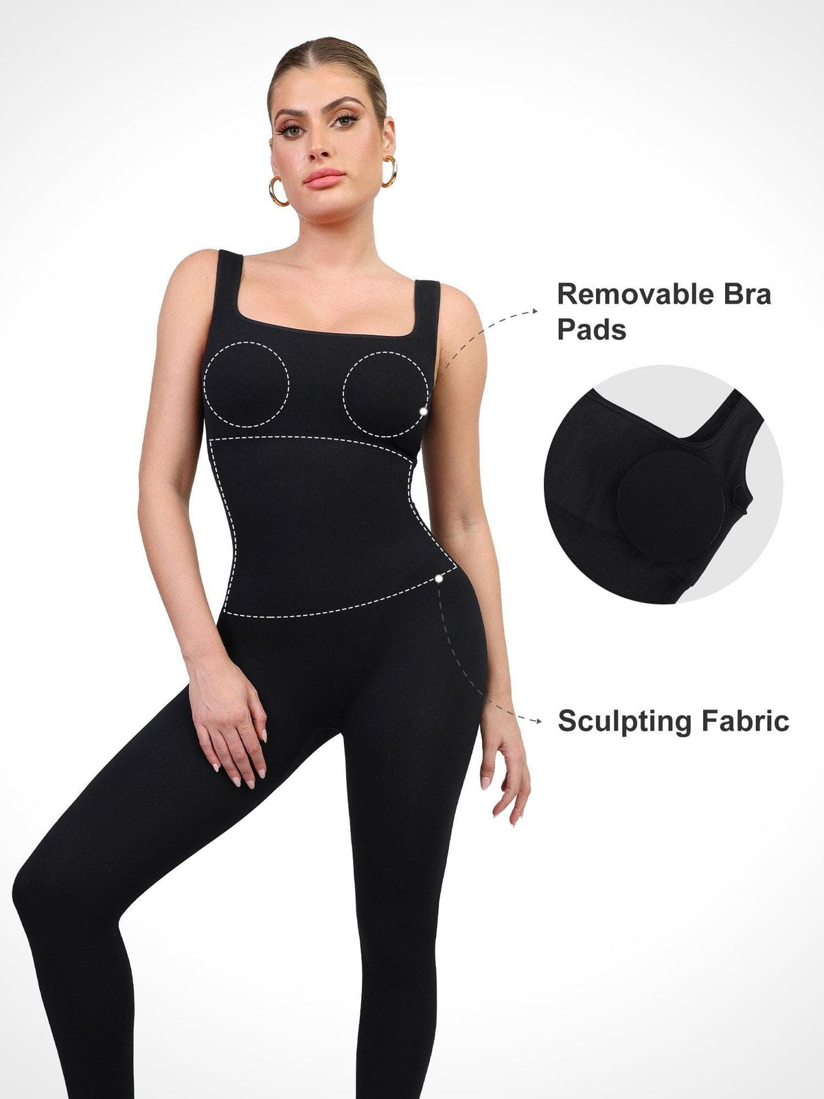 Shapewear Seamless Long Sleeve & Square Neck Sleeveless Jumpsuits