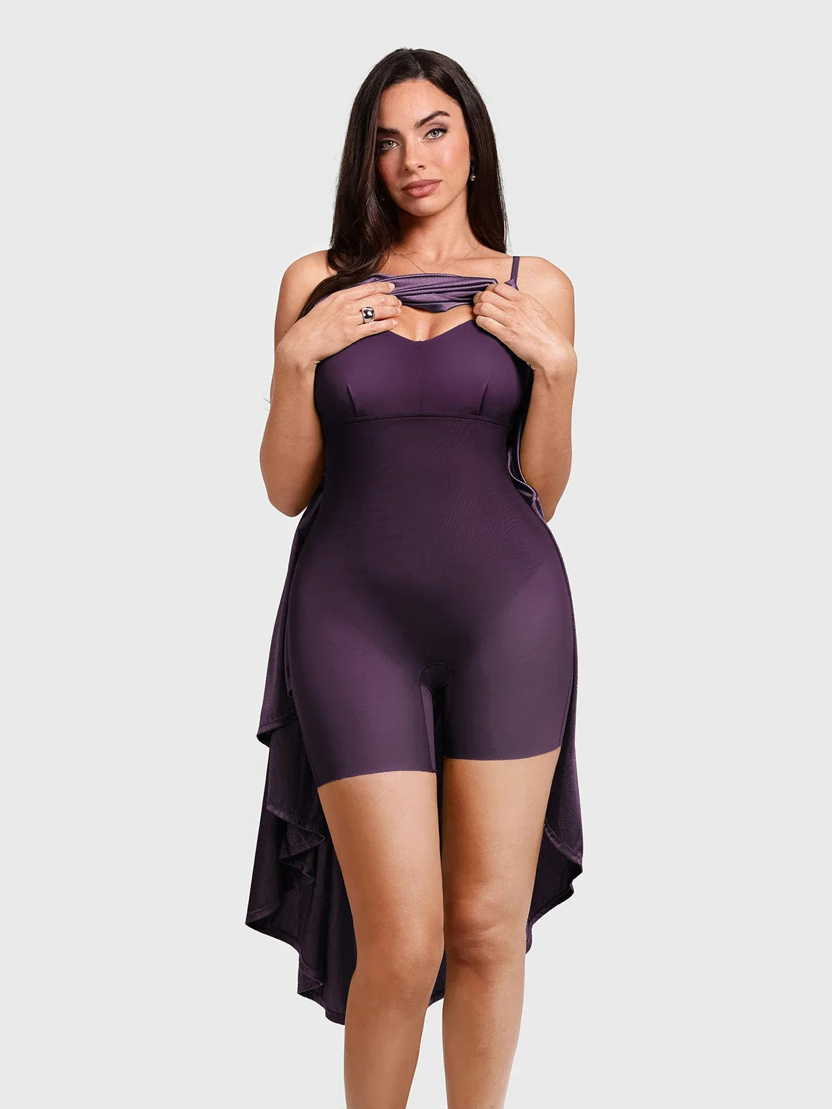 Shapewear Strappy Cowl Neck Fit & Flare Maxi Dress