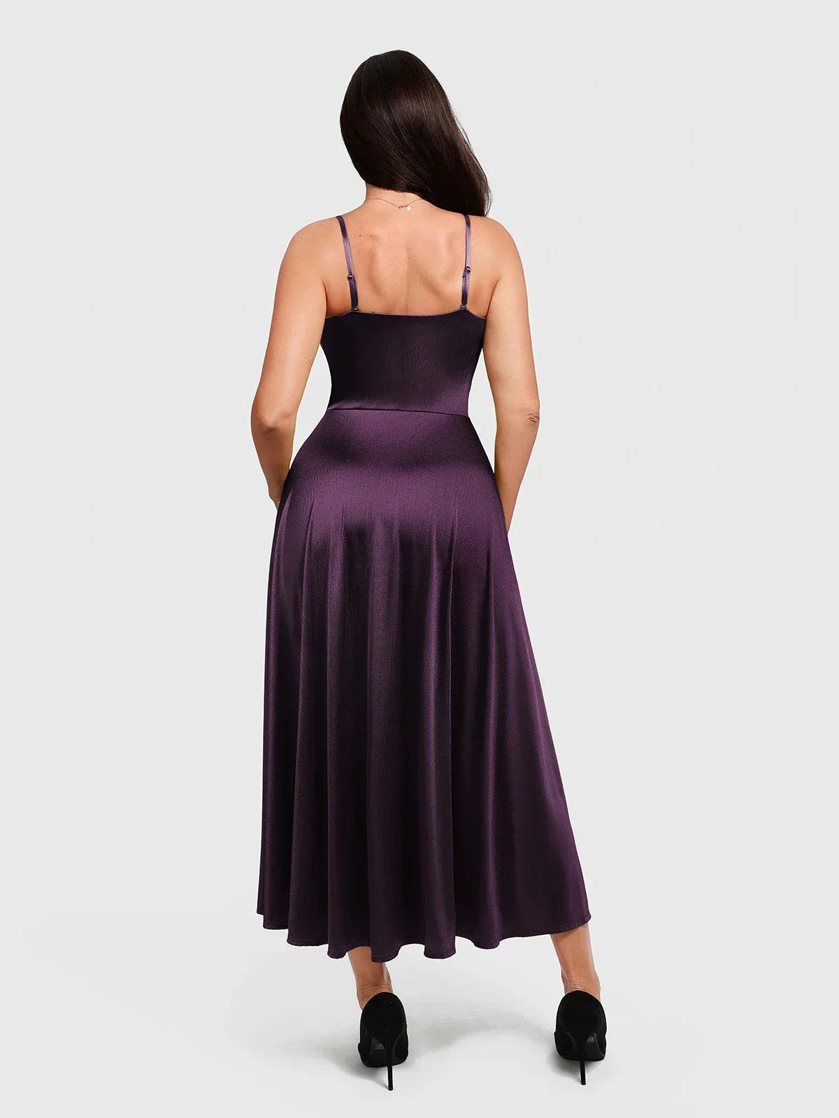 Shapewear Strappy Cowl Neck Fit & Flare Maxi Dress