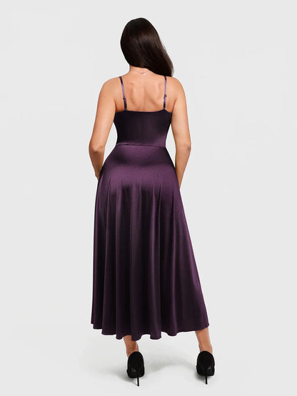 Shapewear Strappy Cowl Neck Fit & Flare Maxi Dress