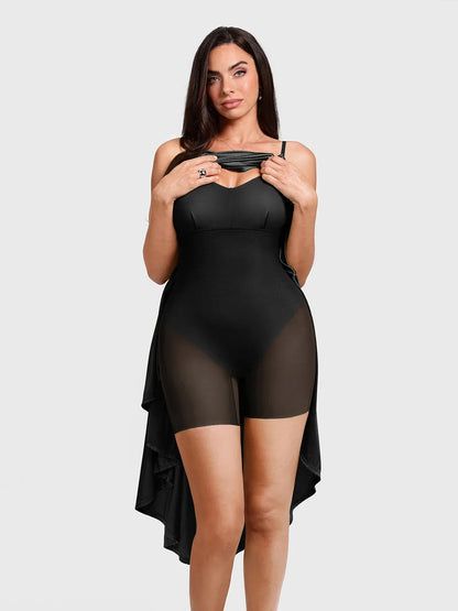 Shapewear Strappy Cowl Neck Fit & Flare Maxi Dress