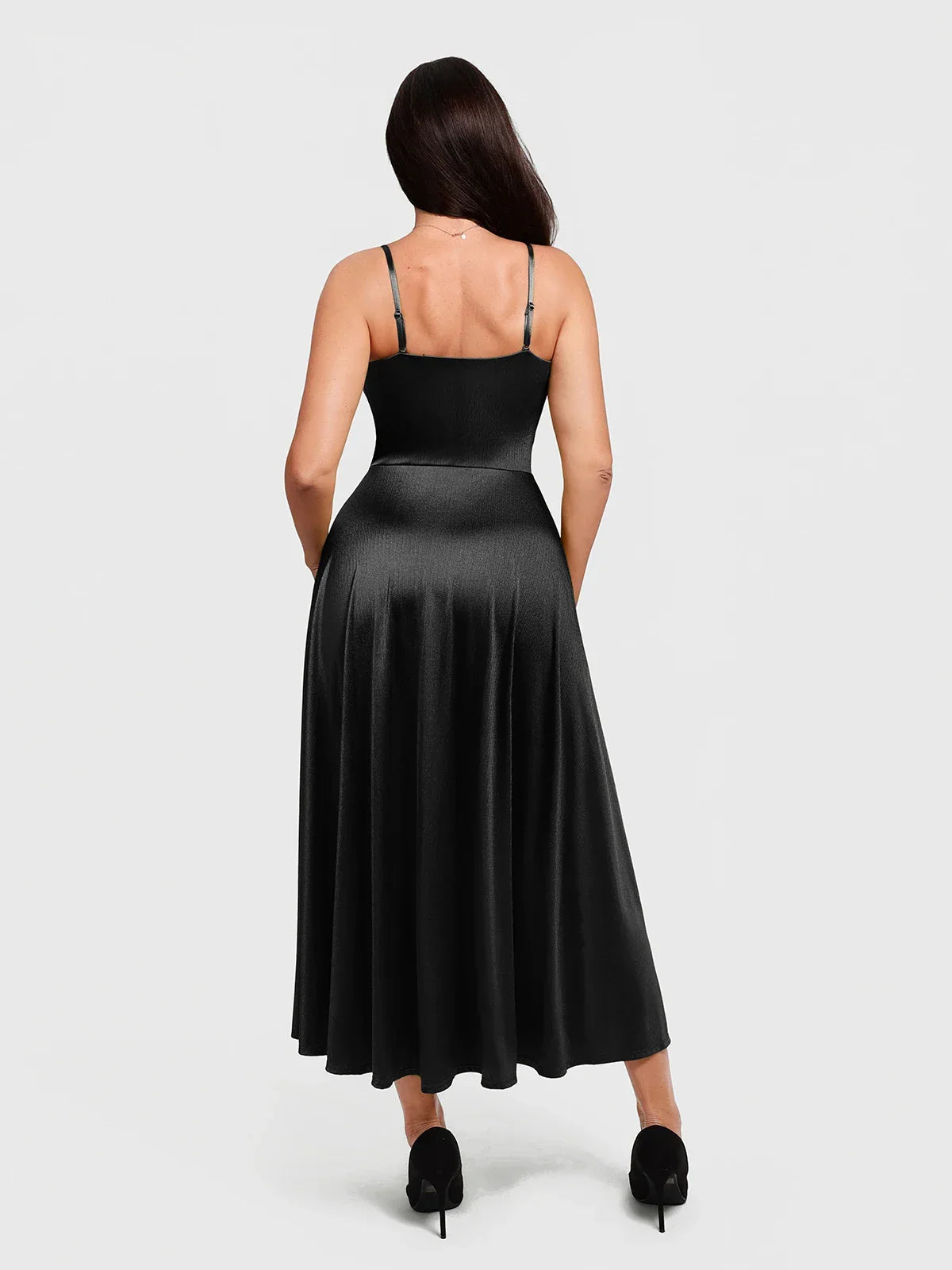 Shapewear Strappy Cowl Neck Fit & Flare Maxi Dress