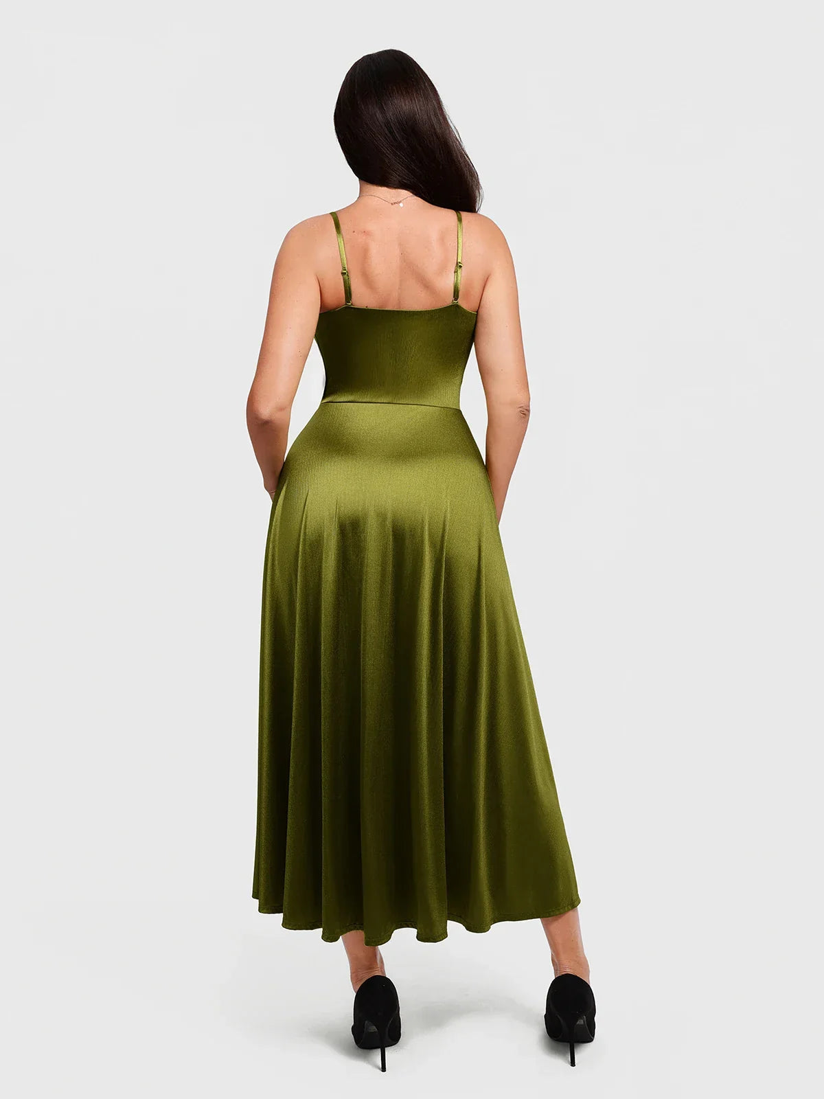 Shapewear Strappy Cowl Neck Fit & Flare Maxi Dress