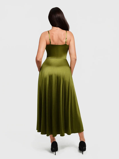 Shapewear Strappy Cowl Neck Fit & Flare Maxi Dress