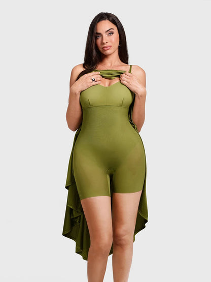 Shapewear Strappy Cowl Neck Fit & Flare Maxi Dress