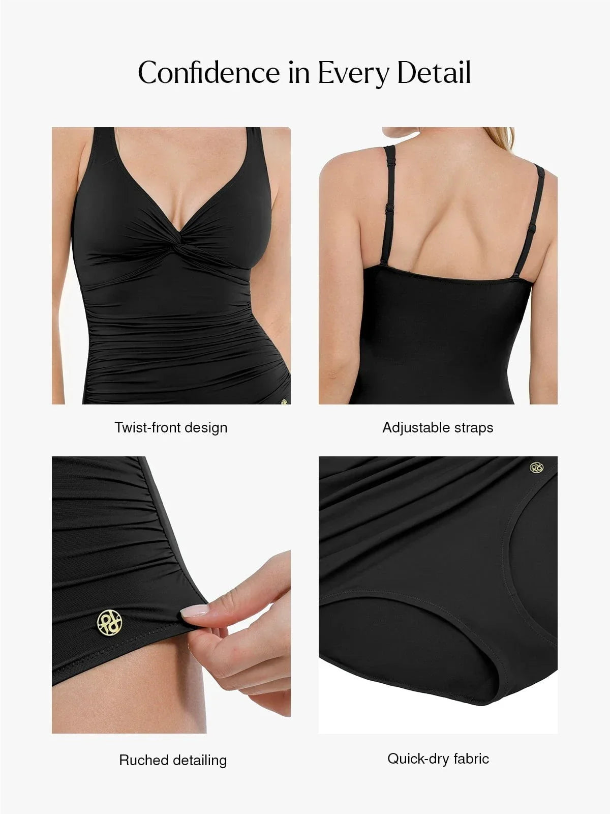 Shapewear Twist Front Ruched Tummy Control Swimsuit