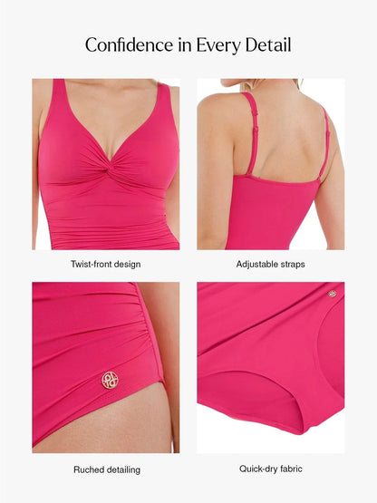 Shapewear Twist Front Ruched Tummy Control Swimsuit