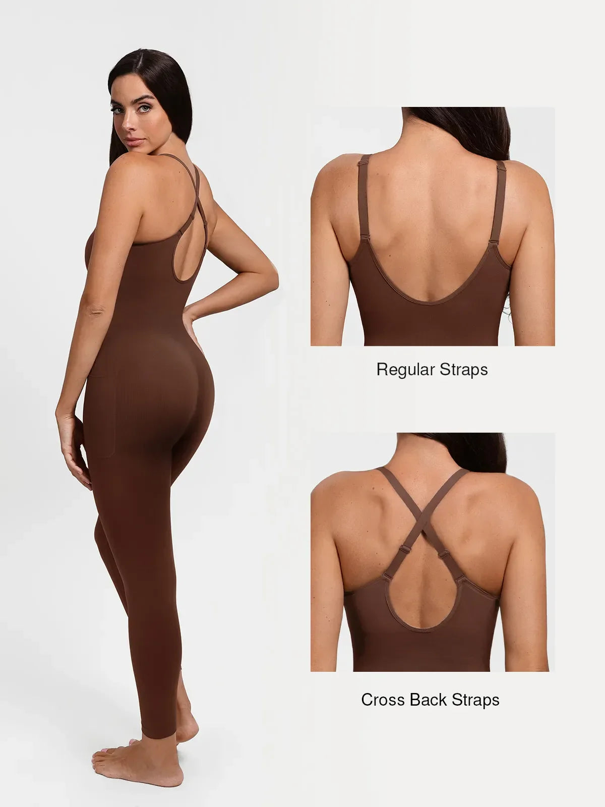 Shapewear Zip Front Deep V Adjustable Strap Jumpsuit