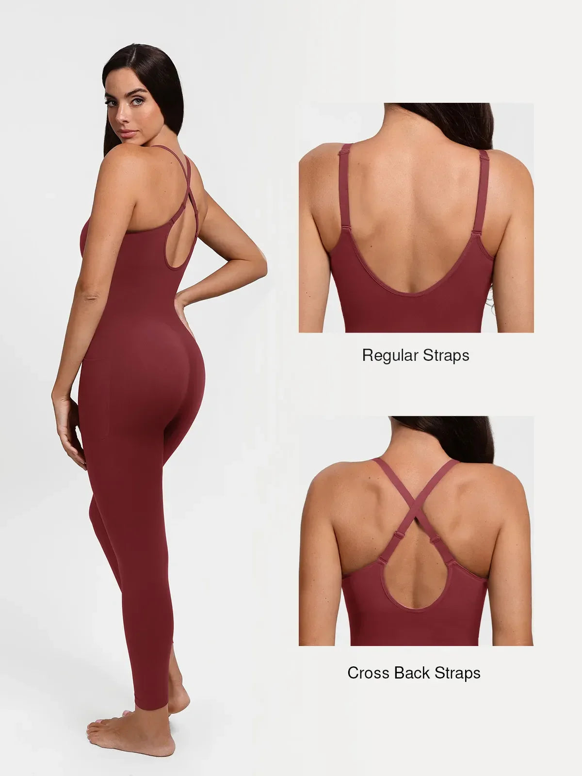 Shapewear Zip Front Deep V Adjustable Strap Jumpsuit