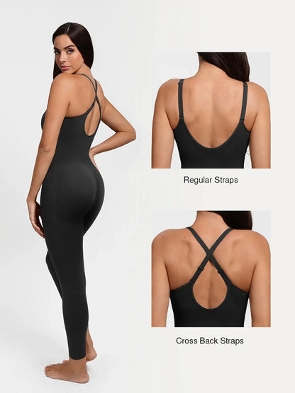 Shapewear Zip Front Deep V Adjustable Strap Jumpsuit