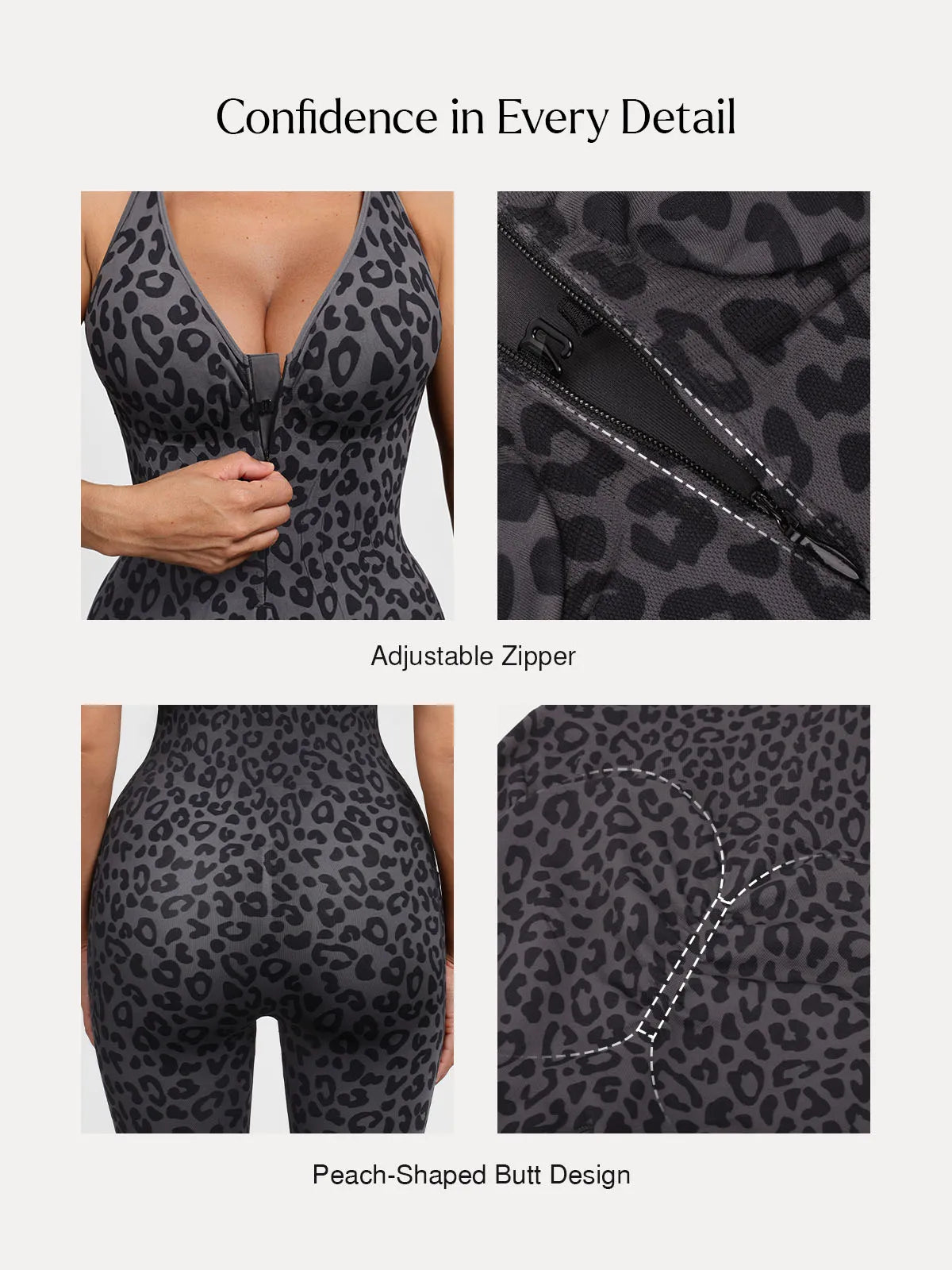 Shapewear Zip Front Deep V Adjustable Strap Jumpsuit