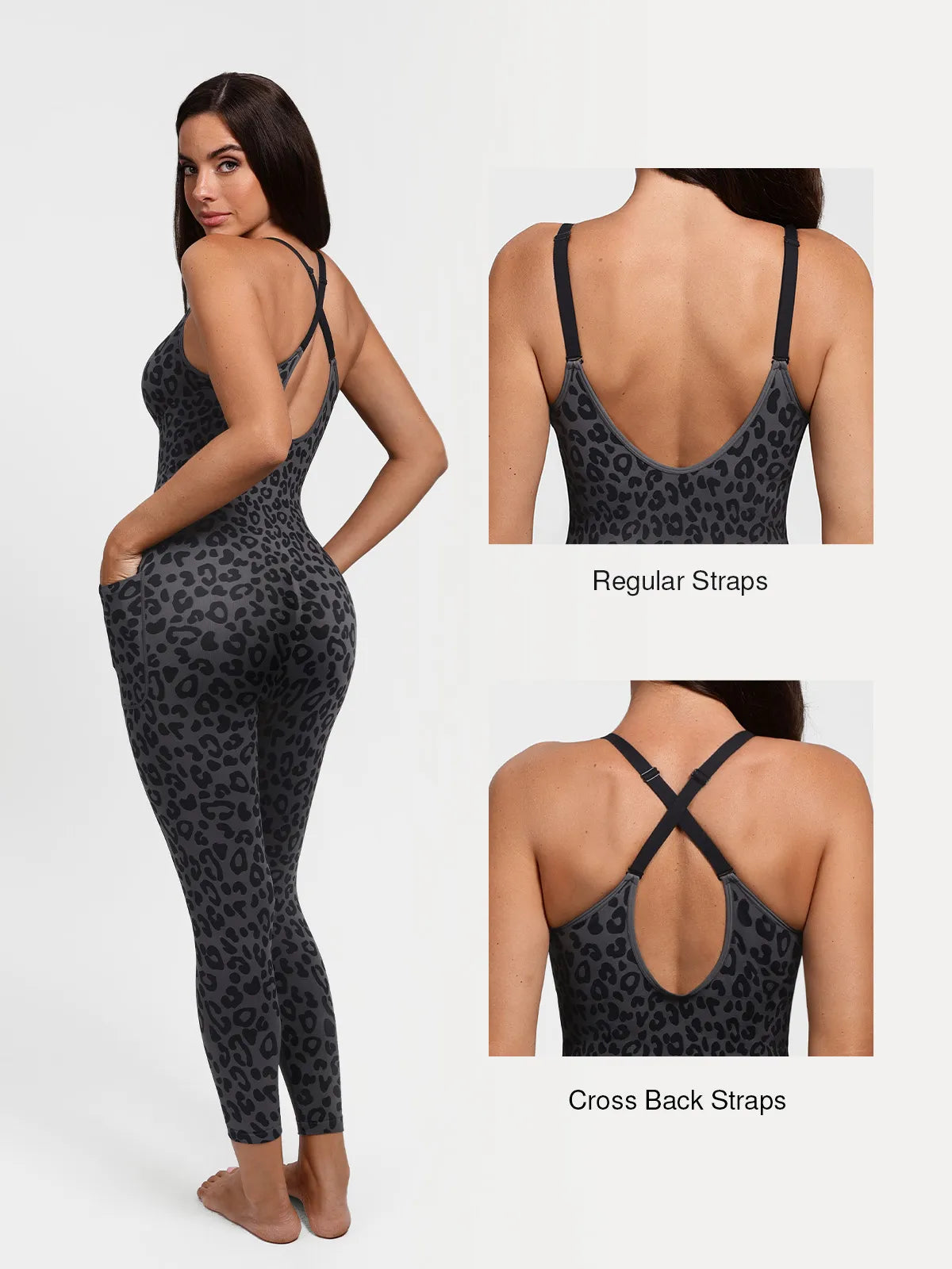 Shapewear Zip Front Deep V Adjustable Strap Jumpsuit