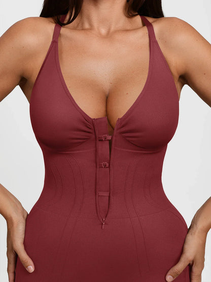Shapewear Zip Front Deep V Adjustable Strap Jumpsuit