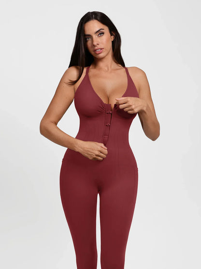 Shapewear Zip Front Deep V Adjustable Strap Jumpsuit