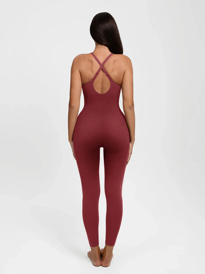 Shapewear Zip Front Deep V Adjustable Strap Jumpsuit