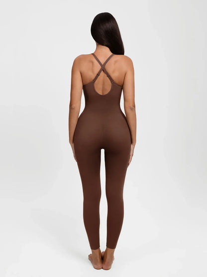 Shapewear Zip Front Deep V Adjustable Strap Jumpsuit
