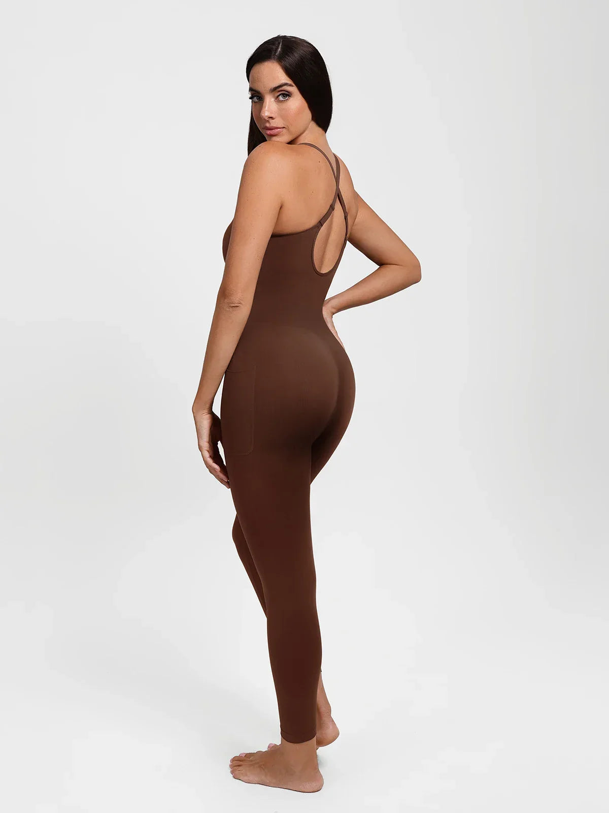 Shapewear Zip Front Deep V Adjustable Strap Jumpsuit