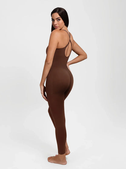 Shapewear Zip Front Deep V Adjustable Strap Jumpsuit