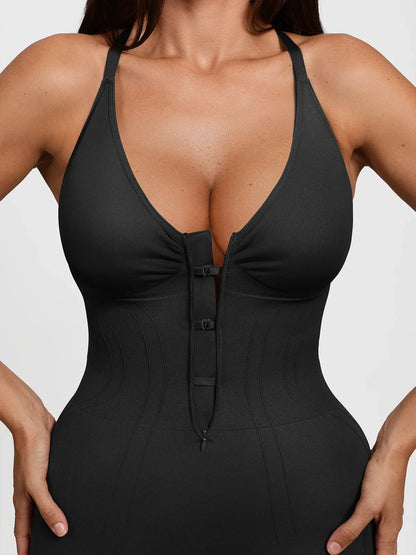 Shapewear Zip Front Deep V Adjustable Strap Jumpsuit