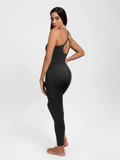 Shapewear Zip Front Deep V Adjustable Strap Jumpsuit