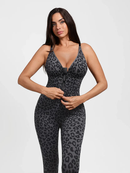 Shapewear Zip Front Deep V Adjustable Strap Jumpsuit