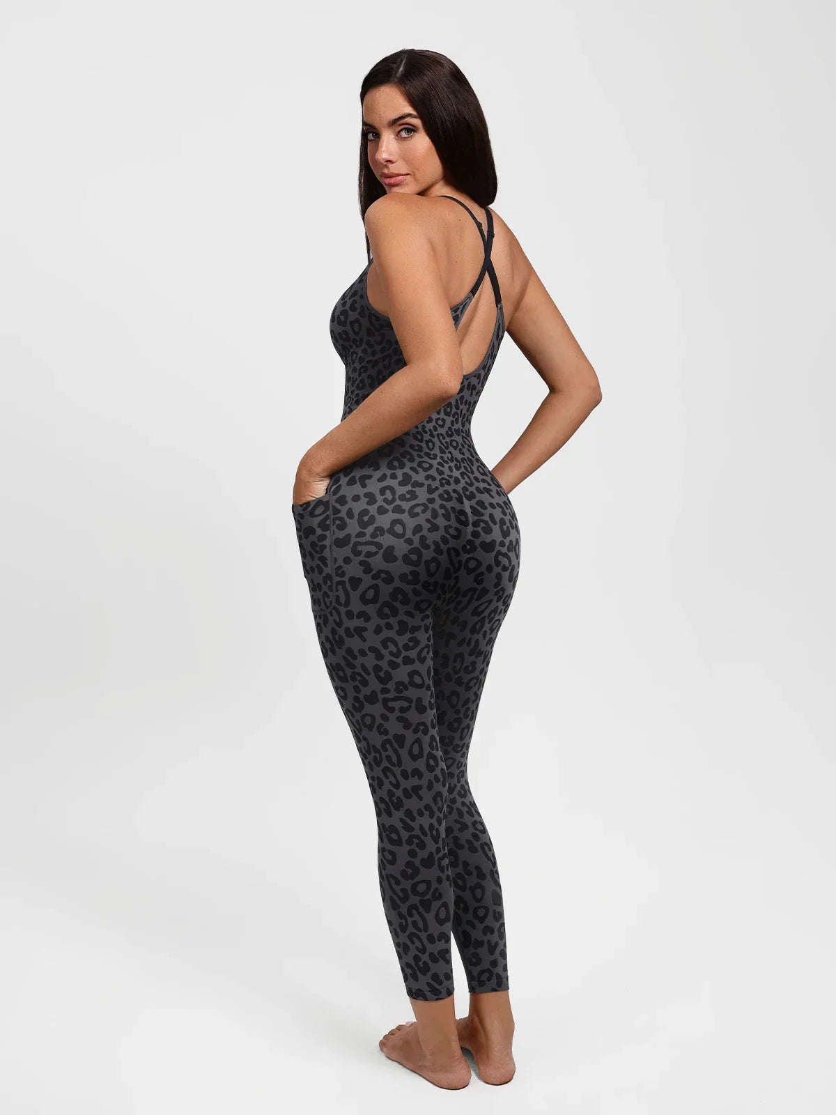 Shapewear Zip Front Deep V Adjustable Strap Jumpsuit