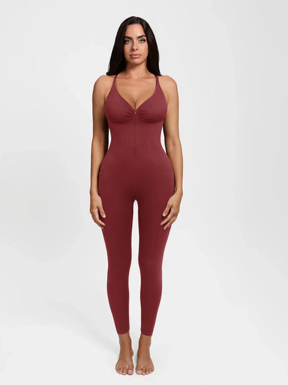 Shapewear Zip Front Deep V Adjustable Strap Jumpsuit