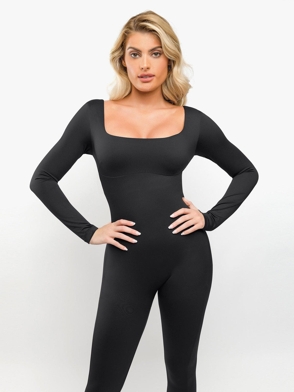 Shapewear Long Sleeve Square Neck Butt Lift Jumpsuit