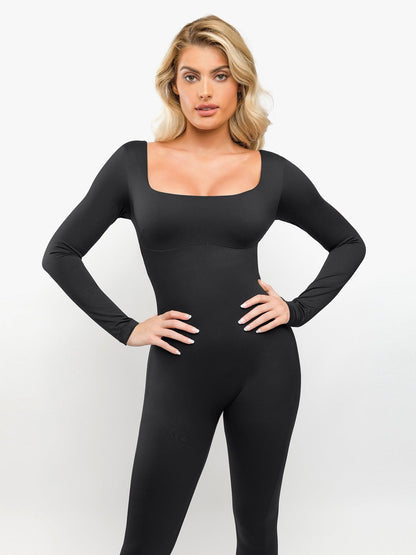Shapewear Long Sleeve Square Neck Butt Lift Jumpsuit